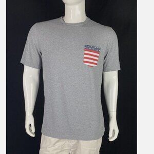 Travis Mathew T-Shirt Mens LARGE‎ Gray American Flag Pocket Golf Preppy NWT